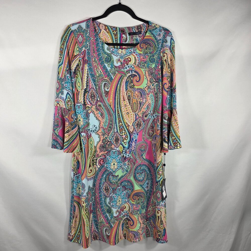 Tommy Hilfiger Jaipur Multicolored Paisley Dress Women's Size 6 Bell Sleeves NEW